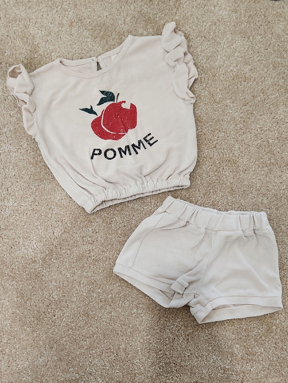 Mini Powder Korean Baby Girl Top & Shorts Set Size 18 - 24 Months 🍎 Terry Towel